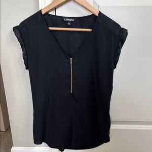 Express Women's Black V-Neck Top